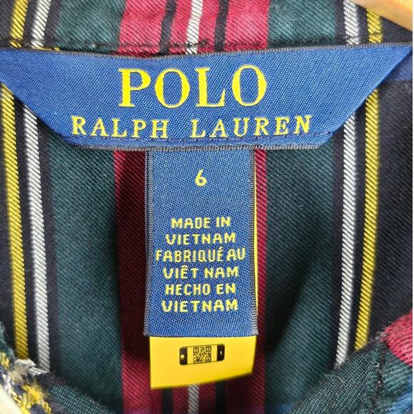 POLO RALPH LAUREN GIRL'S BLUE/RED W/ YELLOW/WHITE STRIPES PLAID DRESS  - SIZE 4 - Picture 7 of 10